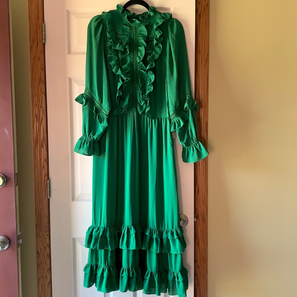 Kate Hudson Happy Nature Size Large MIDI Green Dress